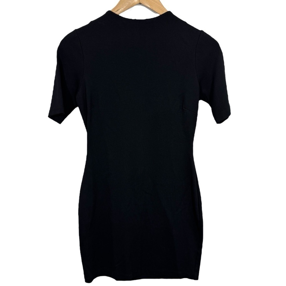 Nasty Gal Half Sleeve Fitted Dress Sz S Black Bodycon Tight Classic Waitress EUC